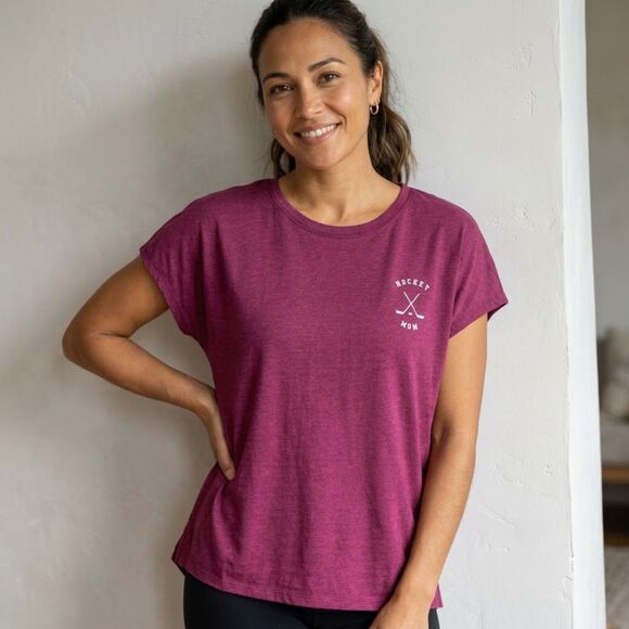 C&C California Tops - C&C California Burgundy Hockey Mom T-Shirt Small NEW NWT Sports